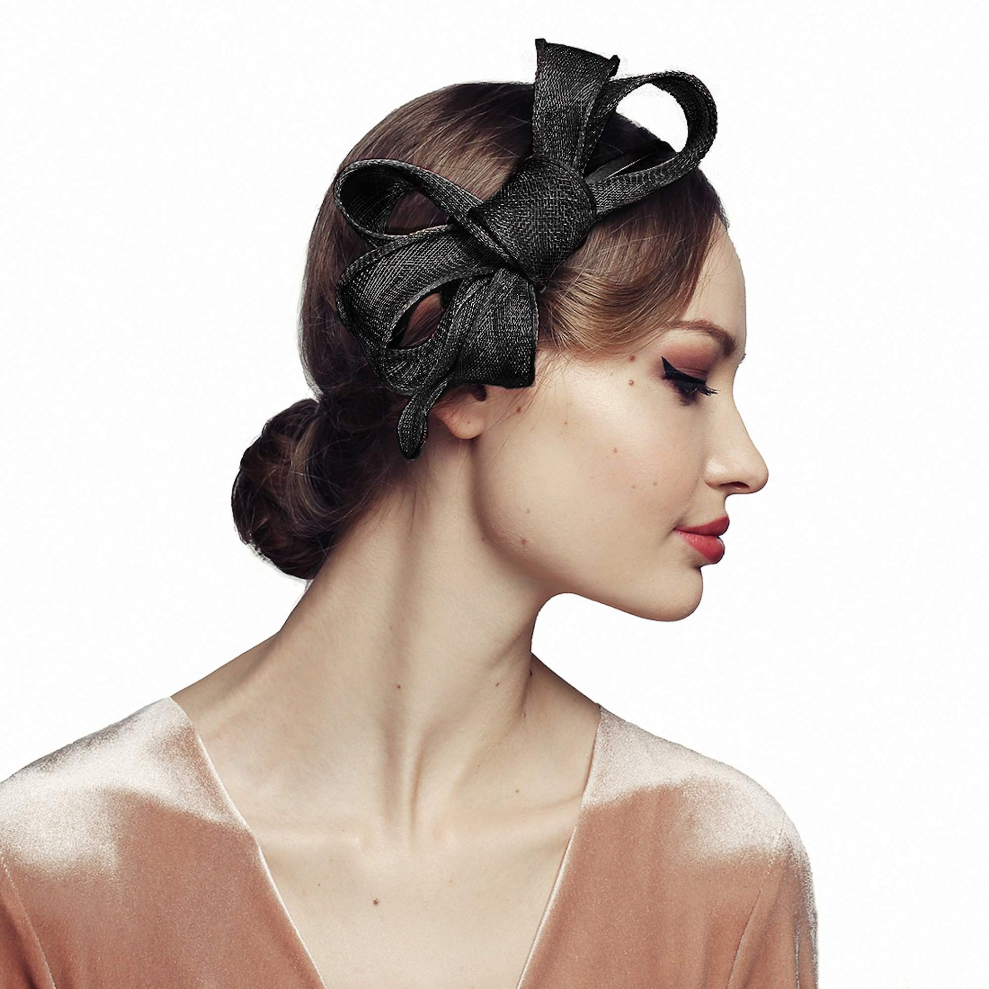 Bow Fascinator for Women Cocktail Wedding Tea Party Church Hat - DivaHats Boutique